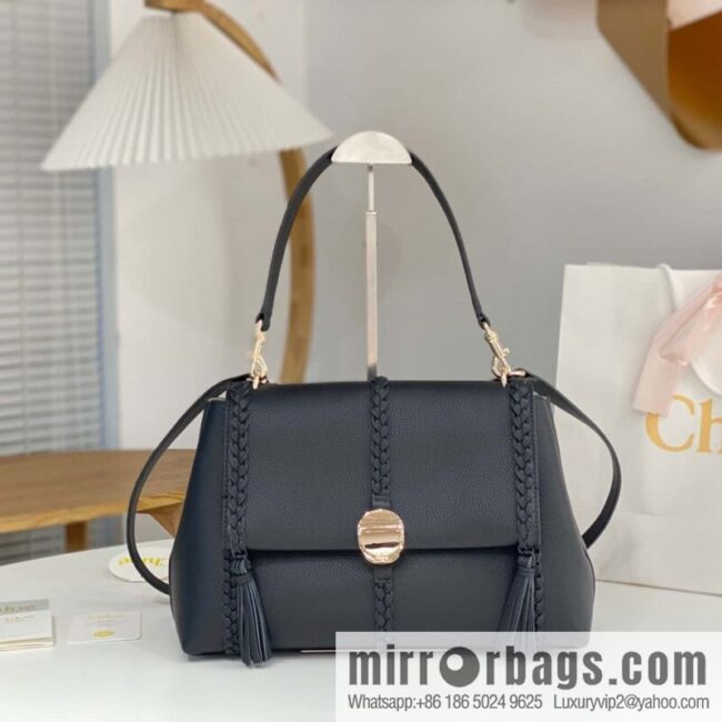 Chloe Penelope Coin Bag, Large Dropped Leather Black 35cm
