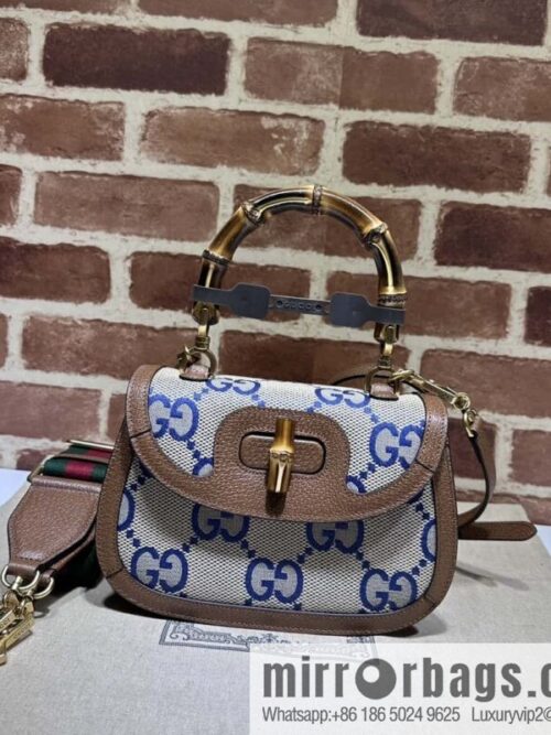 wsxc1696956654808_0-800x800ywndpfjt4iq46623_20250718034234.jpg Gucci Bamboo 1947 series super double G bamboo small tote bag 675797 big G blue cloth