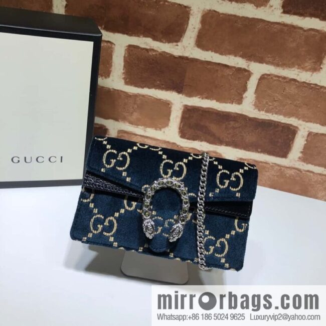 GUCCI Dionysus series GG super mini handbag 476432 blue velvet G