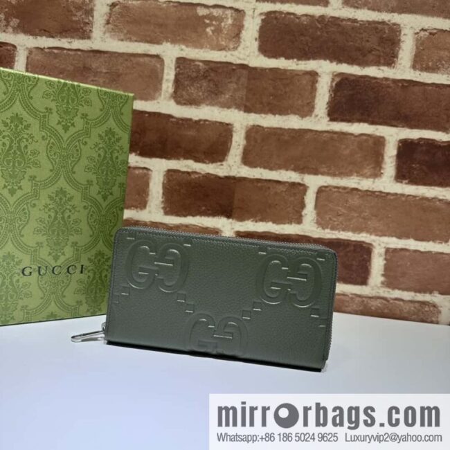 GUCCI super double G full zipper wallet 739484 large G green press