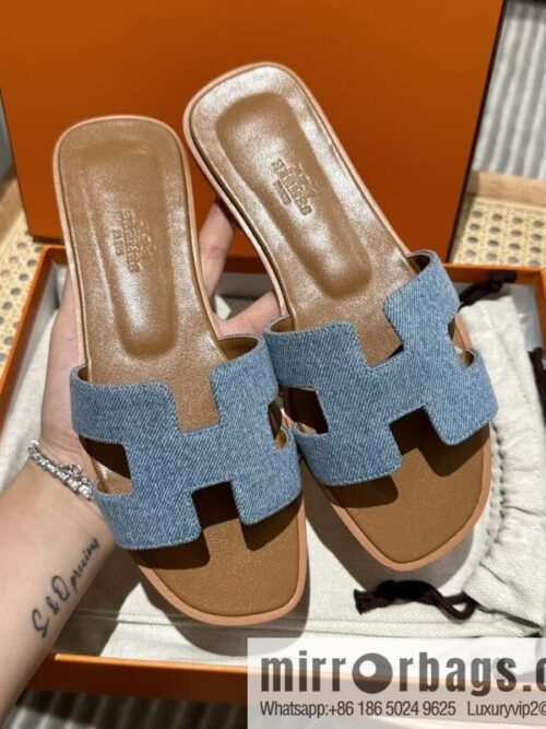 wsxc1697039794502_8-800x800ur5vktxmz5f161363_20250705161043.jpg Hermès leather outsole H slippers, brown color matching denim blue