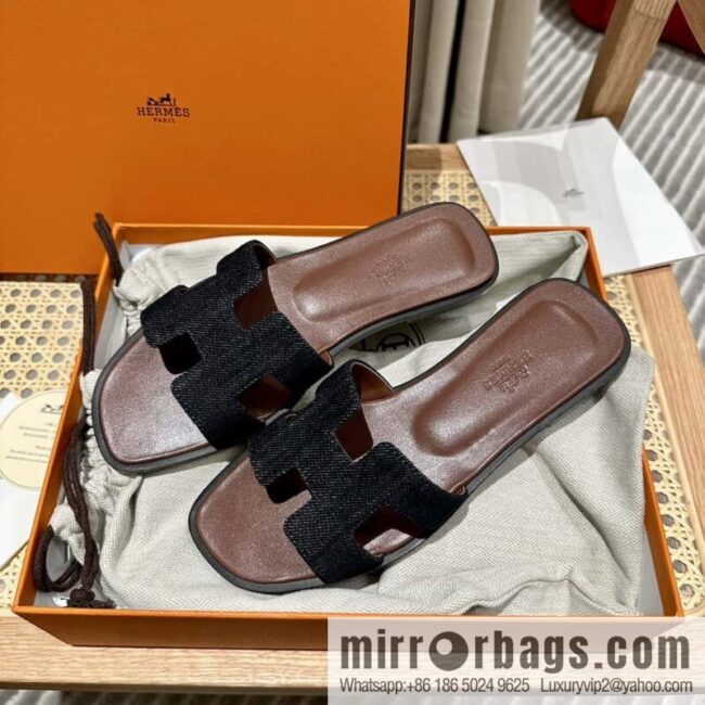 wsxc1697040092979_2-800x800n5quzijhbnv161335_20250705160948.jpg Hermès leather outsole H slippers, dark brown and black.
