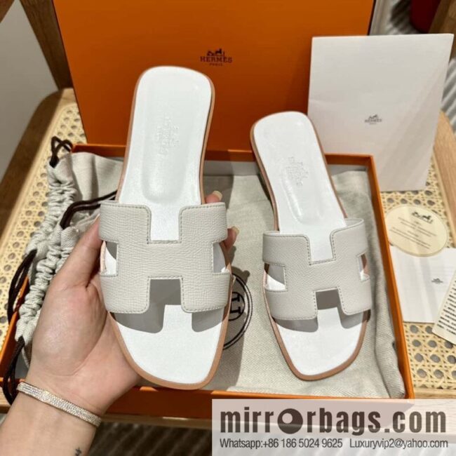 wsxc1697040462398_1-800x800ja53nfdaqwq161284_20250705160811.jpg Hermès leather outsole H slippers, white