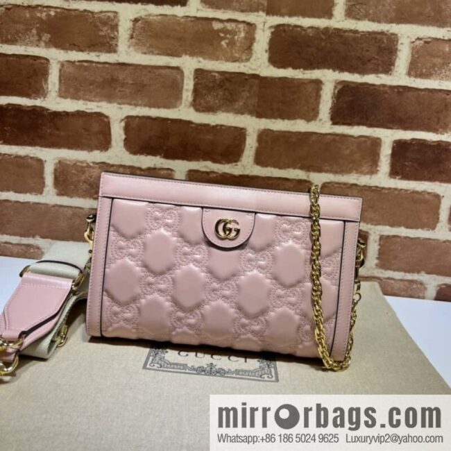 GUCCI GG Matelassé leather (fabric) small handbag 702200 pink embroidered G