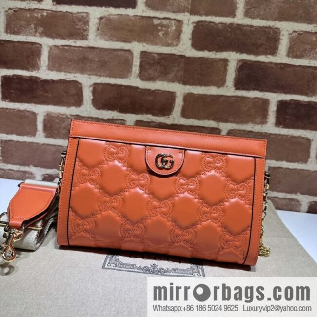 GUCCI GG Matelassé leather (fabric) small handbag 702200 orange embroidered G