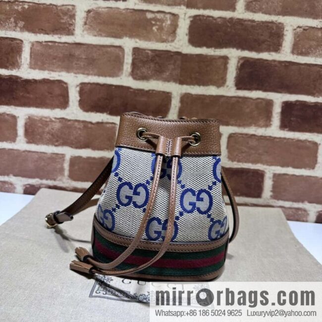 GUCCI Ophidia series GG mini bucket bag 550620 large G blue cloth