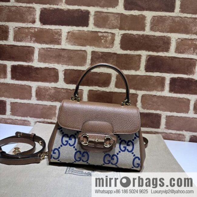 GUCCI Gucci Horsebit 1955 series mini handbag 703848 large G blue cloth