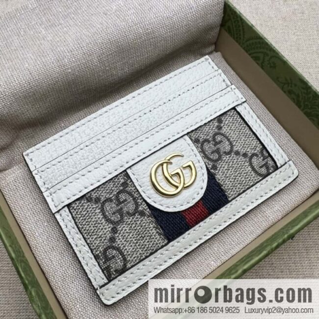 Gucci Ophidia series GG card holder 523159 brown white