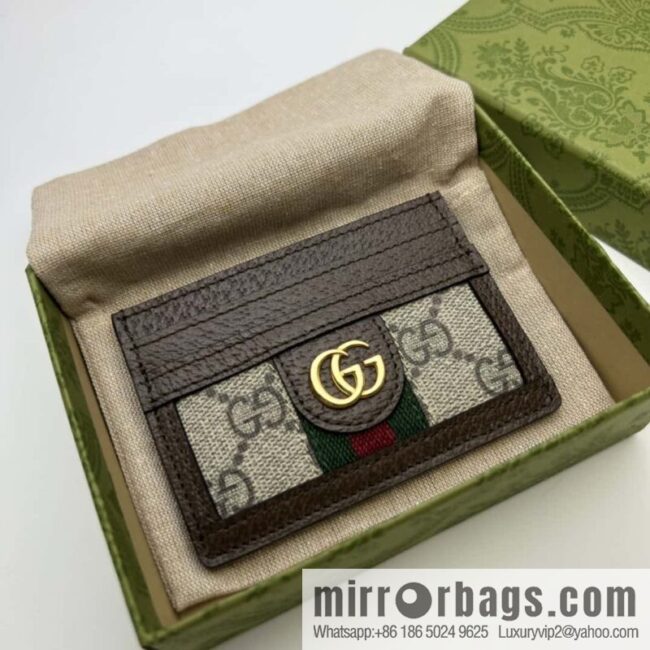 Gucci Ophidia series GG card clip 523159 brown glue