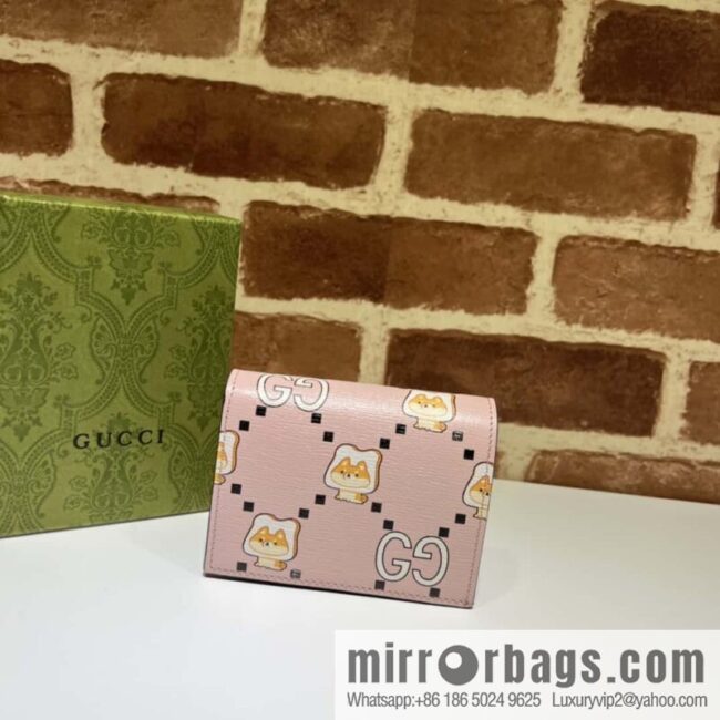 Gucci GG animal printed card wallet 736784 pink