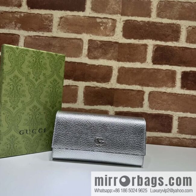 GUCCI GG Marmont series long wallet 456116 silver