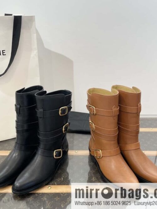 wsxc1697999185022_0-800x800bs4rzhnm0lr156534_20250705122536.jpg CELINE Vegetable Tanned Cow Leather Medium Tube Lace-Up Locomotive Boots