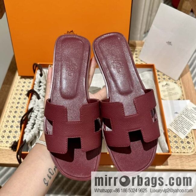 wsxc1698000044011_7-800x800k3xbg2qiiuy156431_20250705122241.jpg Hermès leather outsole H slippers, burgundy
