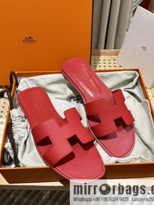 wsxc1698000217738_0-800x800i4ahrvcz4j4156417_20250705122212.jpg Hermès leather outsole H slippers, red