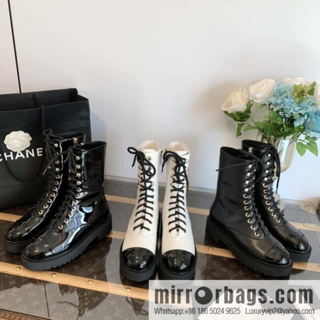 CHANEL Xiaoxiang autumn and winter lace-up thick-soled locomotive boots