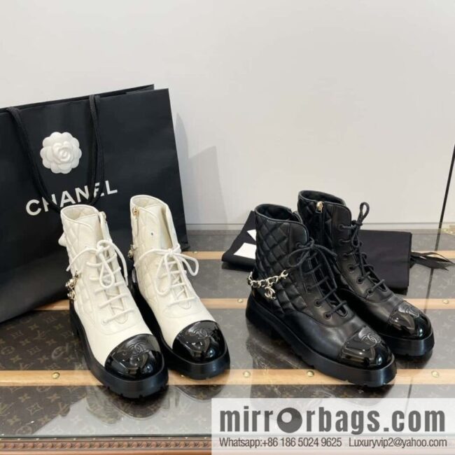 CHANEL Xiaoxiang Autumn and winter rhombus chain Martin boots