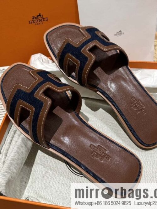 wsxc1698677651792_1-800x800izi4mp1xlbm142811_20250705034730.jpg Hermes, brown denim slippers.