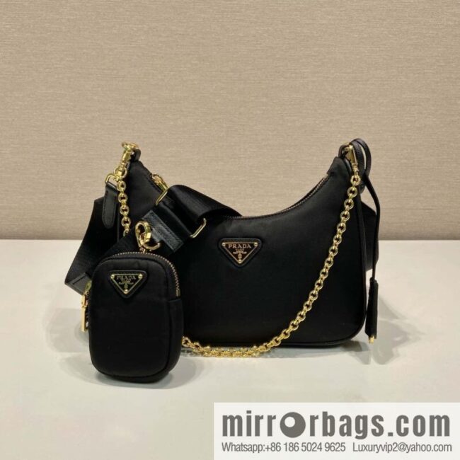 PRADA Prada nylon Hobo tote/armpit bag 1BH204 gold hardware