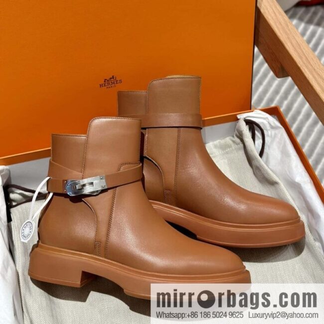 Hermès new version kelly platform boots, brown