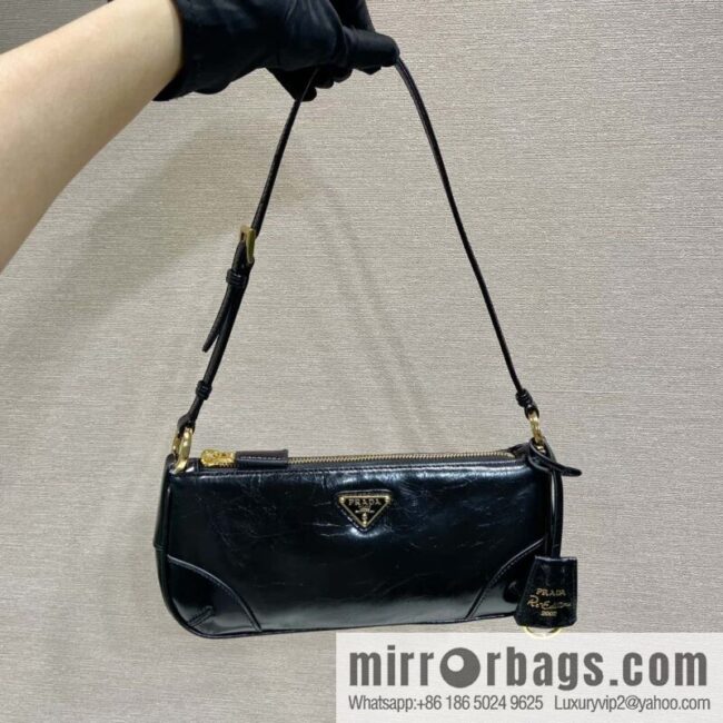 PRADA Oil Waxed Leather Underarm Bag 1BC201