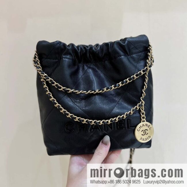 wsxc1699973909282_0-800x800pyszomvhrgo32119_20250716034232.jpg CHANEL black caviar leather with gun color hardware 23k garbage bag MiniAS3980