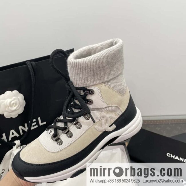 CHANEL autumn and winter wool socks high-top sneakers