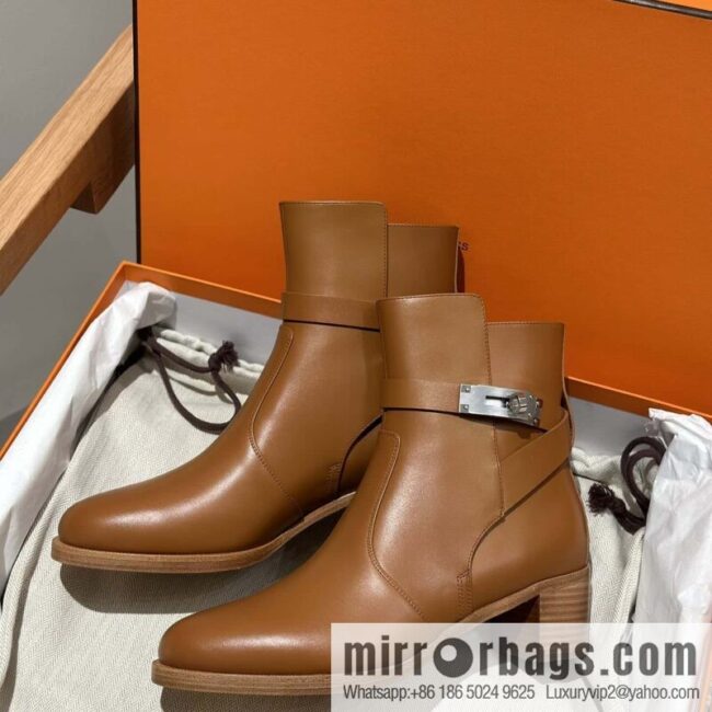 Hermès new autumn and winter kelly buckle high-heeled boots