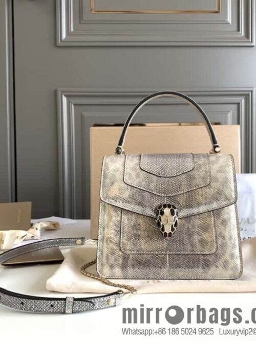wsxc1703528353434_0-800x800ad04ahjwdhp18415_20250716014005.jpg BVLGARI Bulgari Sprpenti Forever water snake skin inner small sheepskin tote bag 18CM 383292 Milk protein stone metal texture