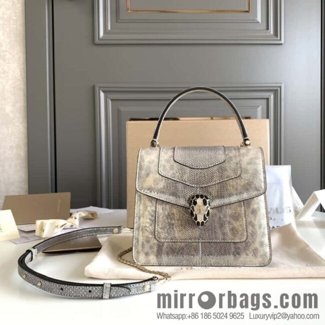 wsxc1703528353434_0-800x800ad04ahjwdhp18415_20250716014005.jpg BVLGARI Bulgari Sprpenti Forever water snake skin inner small sheepskin tote bag 18CM 383292 Milk protein stone metal texture