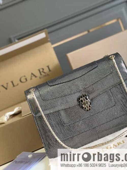 wsxc1703528756114_0-800x800efmmvkuqqq018397_20250716013955.jpg BVLGARI Bulgari Sprpenti Forever charcoal ash metal texture water snake skin inner small sheepskin chain bag 27.5CM 383262