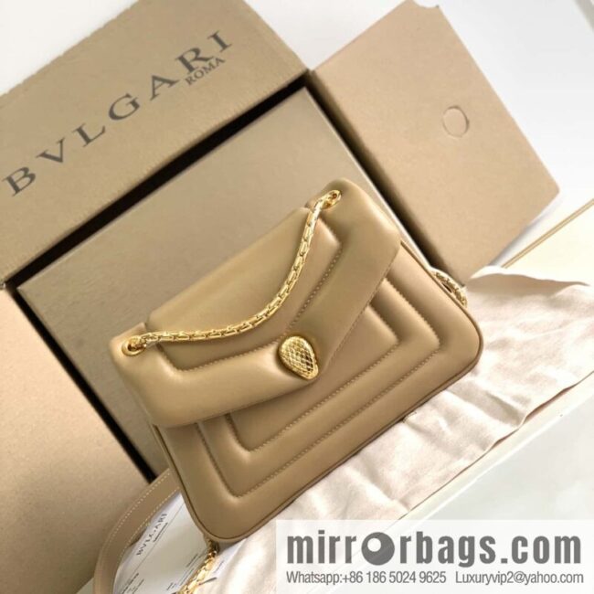 BVLGARI Bulgari SERPENTI REVERSE Small Shoulder Bag 292123 Apricot 22CM