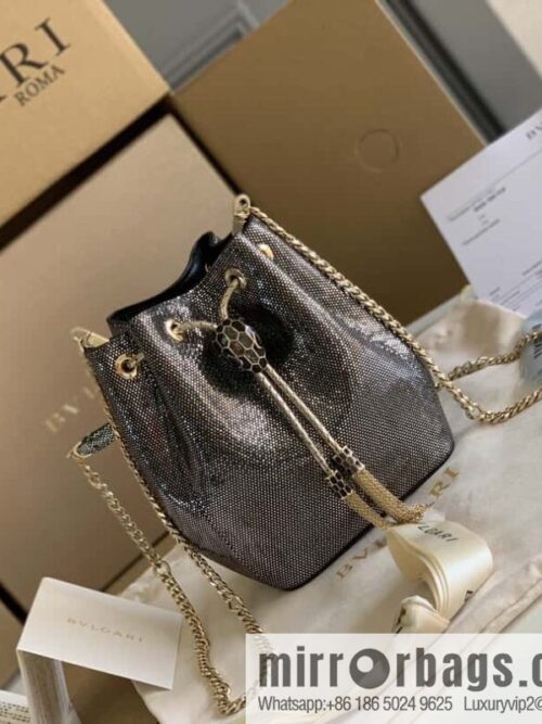 wsxc1705075342552_0-800x800bybjvfirqkj13683_20250716005710.jpg BVLGARI Bulgari Sprpenti Forever mini bucket bag 289950 carbon ash metal texture water snake skin