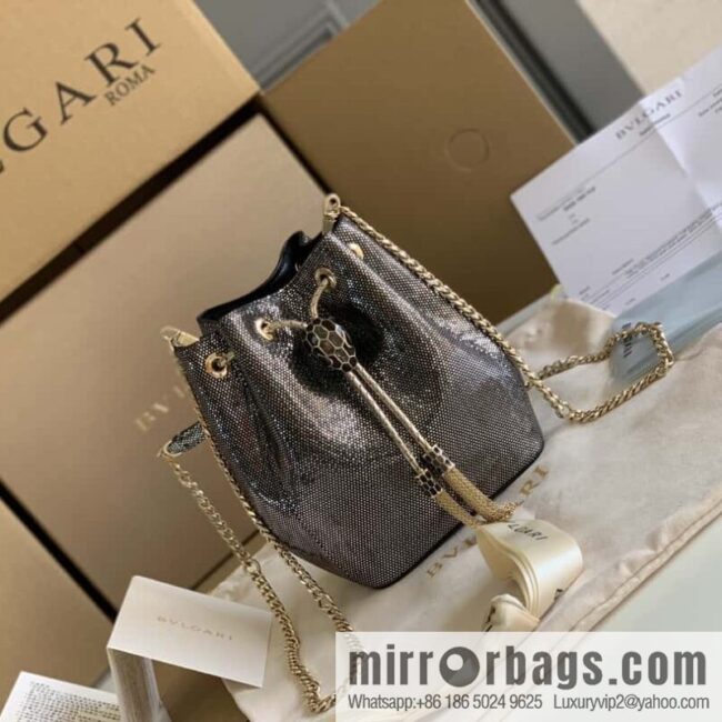 wsxc1705075342552_0-800x800bybjvfirqkj13683_20250716005710.jpg BVLGARI Bulgari Sprpenti Forever mini bucket bag 289950 carbon ash metal texture water snake skin