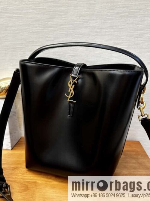 wsxc1705078525658_0-800x800eddim5nbpyu13539_20250716005610.jpg SAINT LAURENT YSL Glossy leather (fabric) large bucket bag 742828 black gold