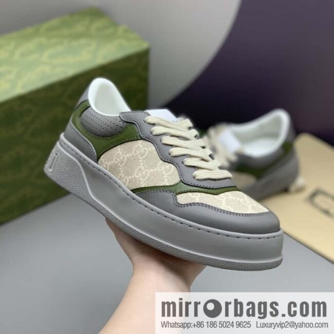 GUCCI Gucci, with cowhide material GG printed canvas couple sneakers
