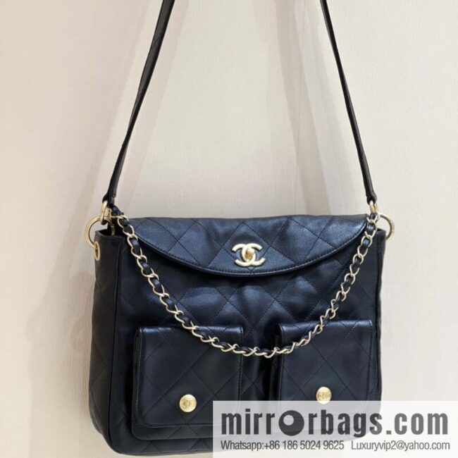 wsxc1709668239927_0-800x800sv0gqy1m10o8678_20250716001258.jpg CHANEL 24P spring and summer trailer series big hit hobo Vintage bag AS4668 black