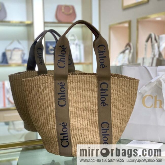 Chloe Large Woody Basket Bag 6865 Large Single Green 48CM