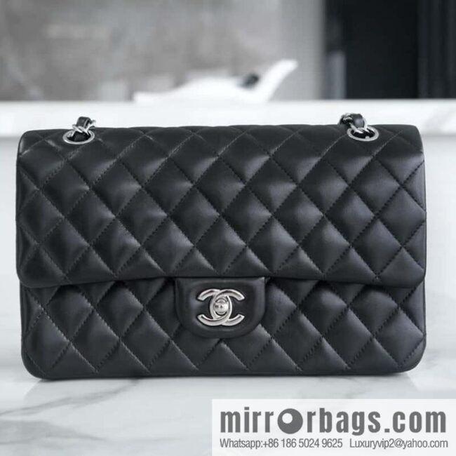 wsxc1710782804797_0-800x800xhwa35h2eyh5775_20250715234651.jpg CHANEL \"Classic Flap\" Classic Mouth Bag, Black Sheep Silver 〰️ A01112