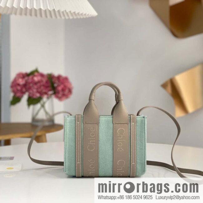 Chloe Woody Linen with Pitot Bag, Avocado Green with Grey Mini20CM