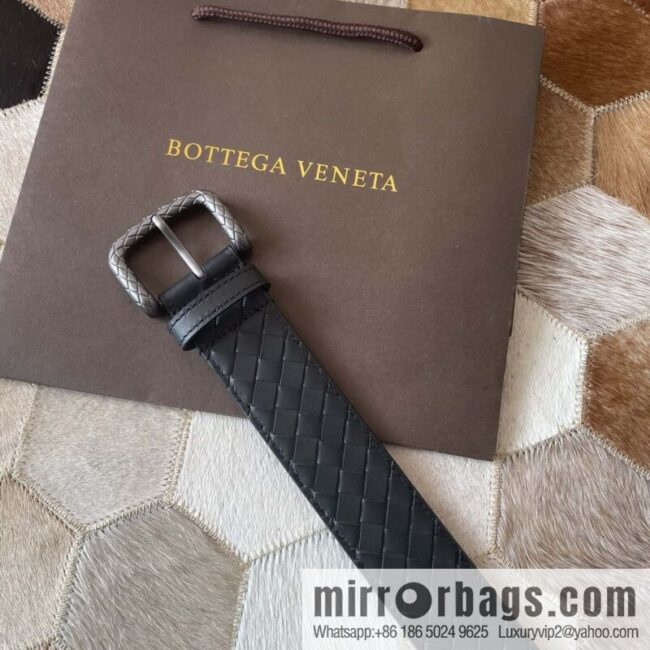 Bottega Veneta Butterfly Replica Luxury Handbag, Men\'s Hand-woven Cowhide Pattern Engraved Pin Buckle Belt 3.5cm