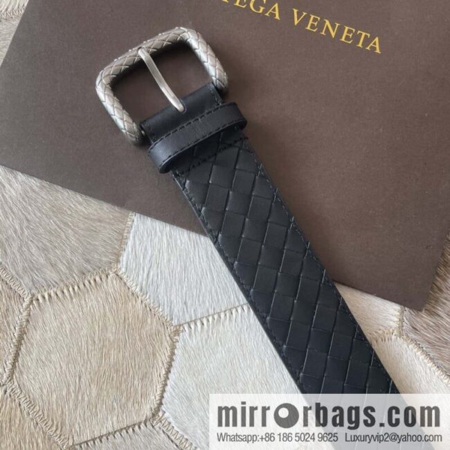 Bottega Veneta Butterfly Replica Luxury Handbag, Men\'s Hand-woven Cowhide Pattern Engraved Pin Buckle Belt 3.5cm