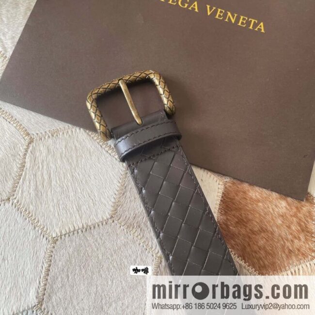 Bottega Veneta Butterfly Replica Luxury Handbag, Men\'s Hand-woven Cowhide Pattern Engraved Pin Buckle Belt 3.5cm