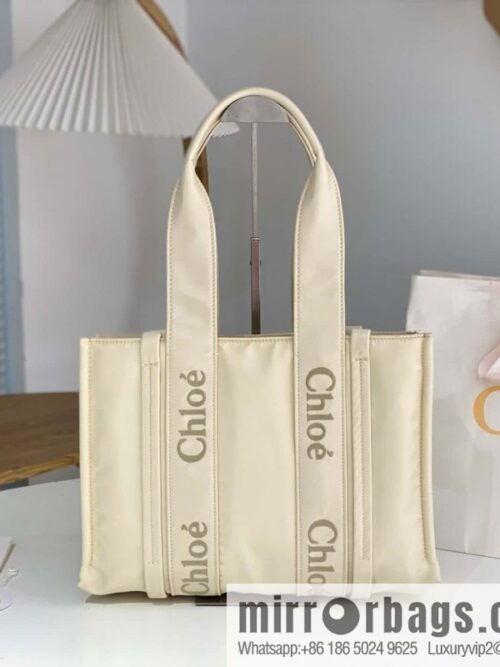 wsxc1711721303952_0-800x800jotxfztpty12432_20250715231524.jpg Chloe\'s new nylon Woody tote bag with new material, medium rice apricot 37CM.