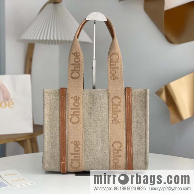 Chloe Woody Linen with Pitot Bag, Orange Medium 37CM