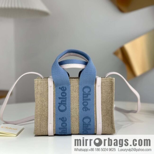 wsxc1712486222118_0-800x800zjtkuauii0x1884_20250715231015.jpg Chloe Woody Linen with Pitot Bag, Cream Powder/Blue Mini20CM