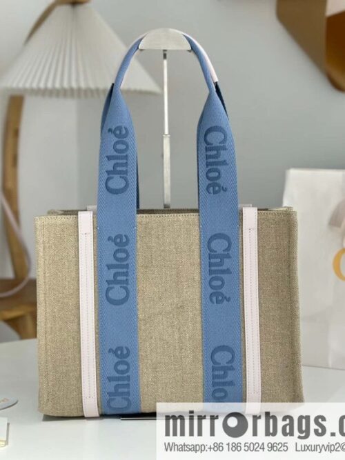 wsxc1712486528912_0-800x800whxxvjy5i1s1853_20250715230954.jpg Chloe Woody Linen with Pitot Bag, Cream Powder/Blue Medium 37CM