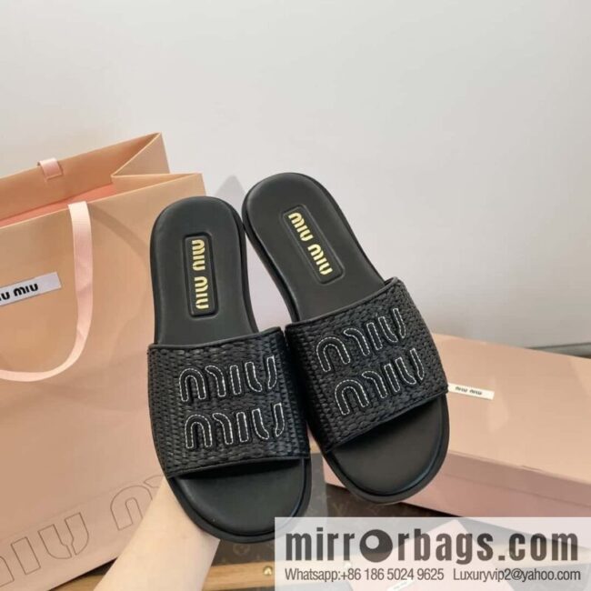 Miao Miao | | Spring and summer raffia woven alphabet slippers