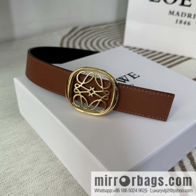 LOEWE Luo Yiwei\'s new belt smooth cow leather double-sided belt 2.8CM.