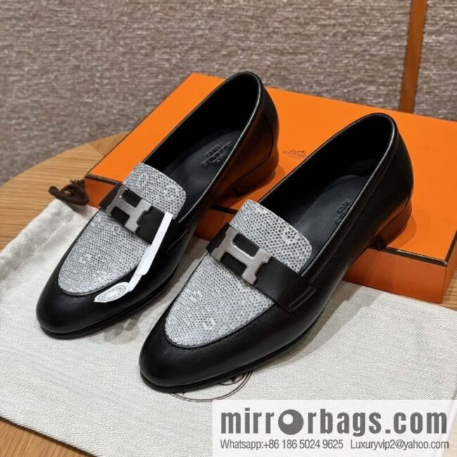 wsxc1715270073297_0-800x800jd2khlca5xg90475_20250702000457.jpg Hermès 192 Paris loafers, black/CK89/Noir/Himalaya/Lizard primary color
