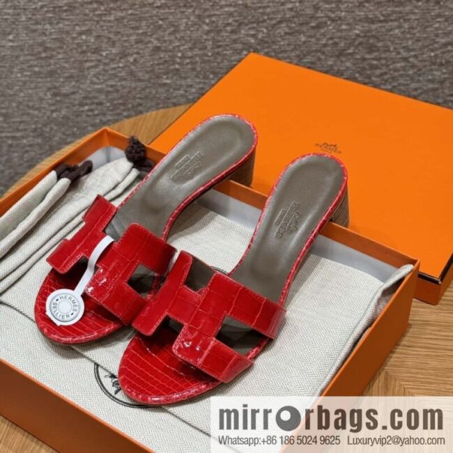 wsxc1715273108792_0-800x800hdlpvwyfoiu90338_20250702000103.jpg Hermès 185 Oasis High Heel Sandals alligator/Crocodile 🐊 Ferrari Red/95/Braise